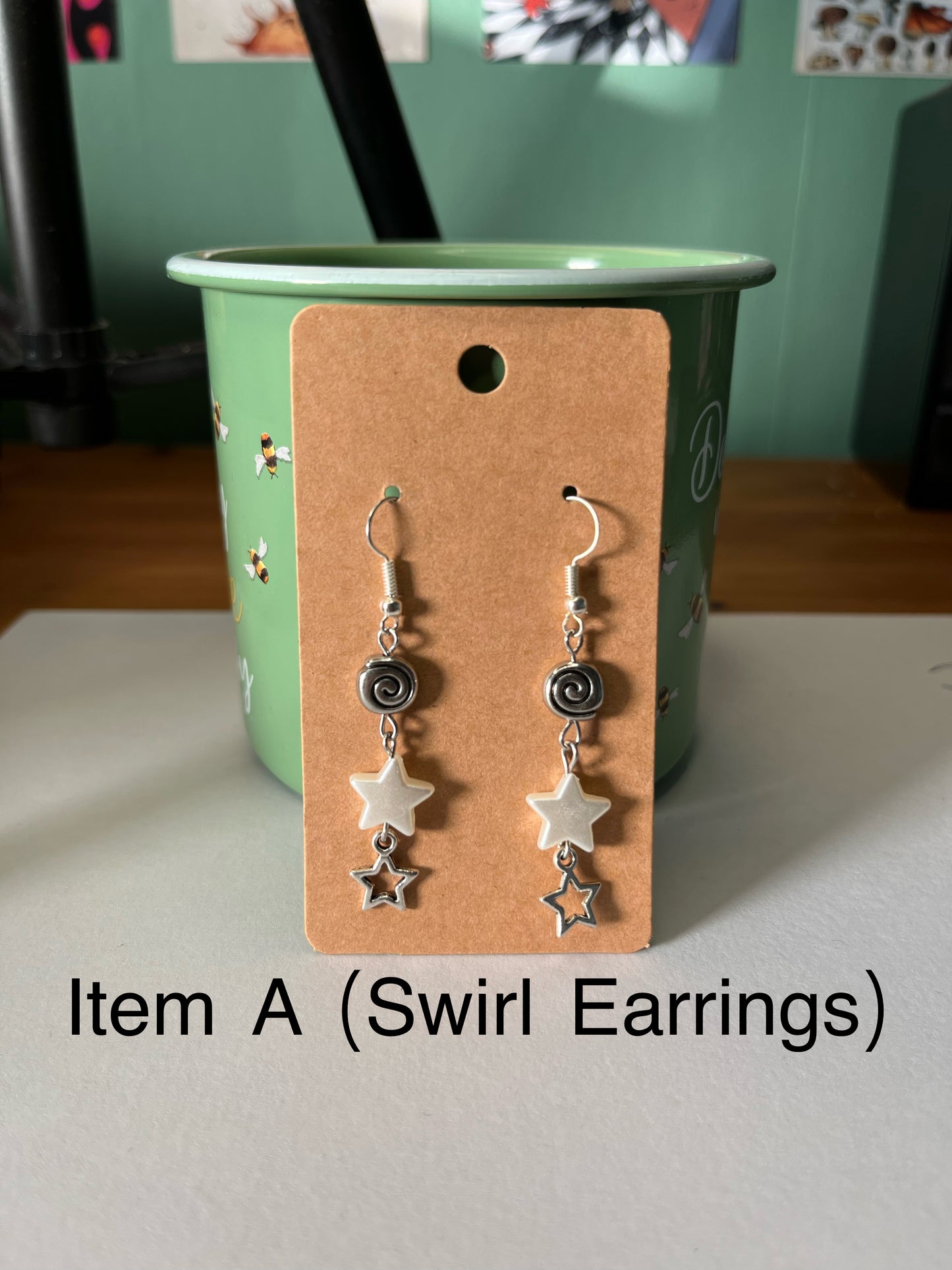 Spiral Star swirl earrings - Clear Fearr