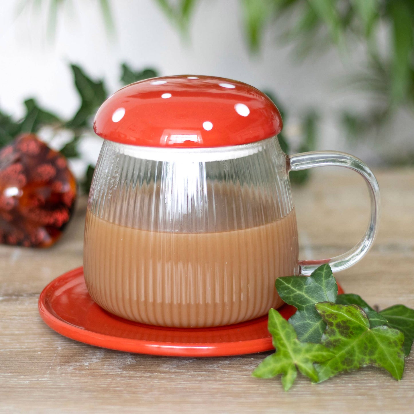 Something Different Wholesale - Glass Mushroom Mug and Saucer