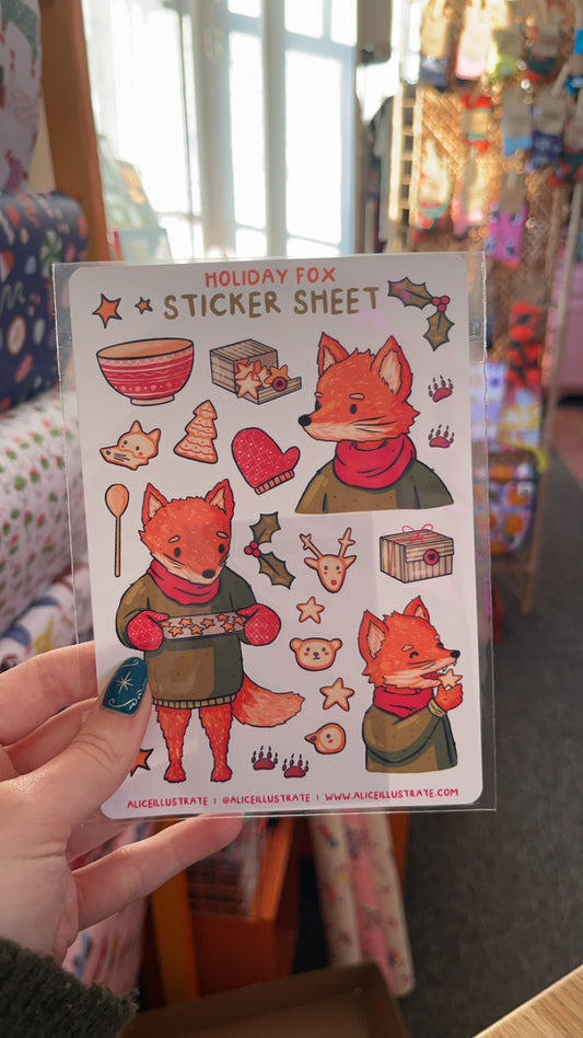 Holiday fox sticker sheet - Alice Illustrate