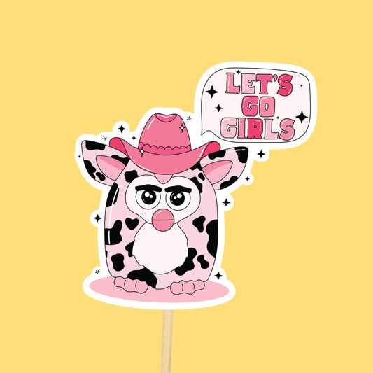 Positively Mental - Cowboy Nostalgia Sticker, Pink Western Cow Girl, Waterproof