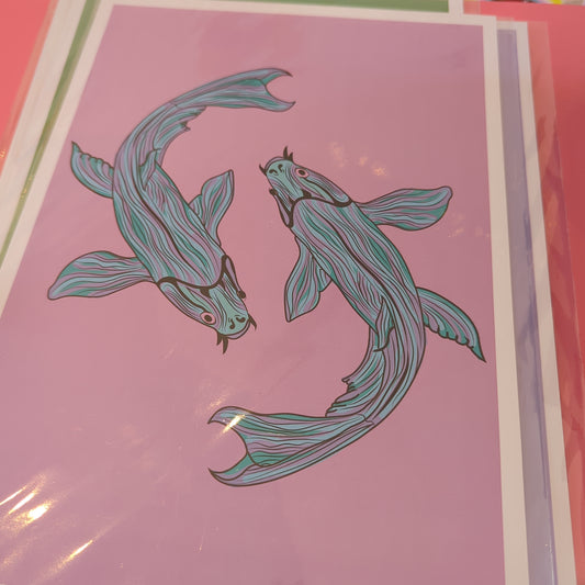 Pink Koi Fish Card Pezzy Prints