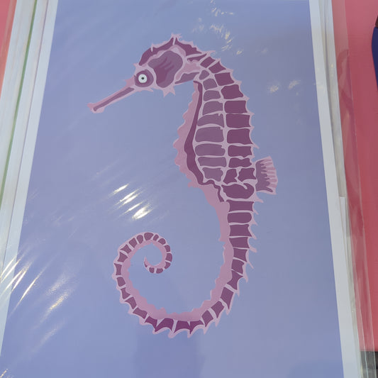 Purple Seahorse A4 Print Pezzy Prints