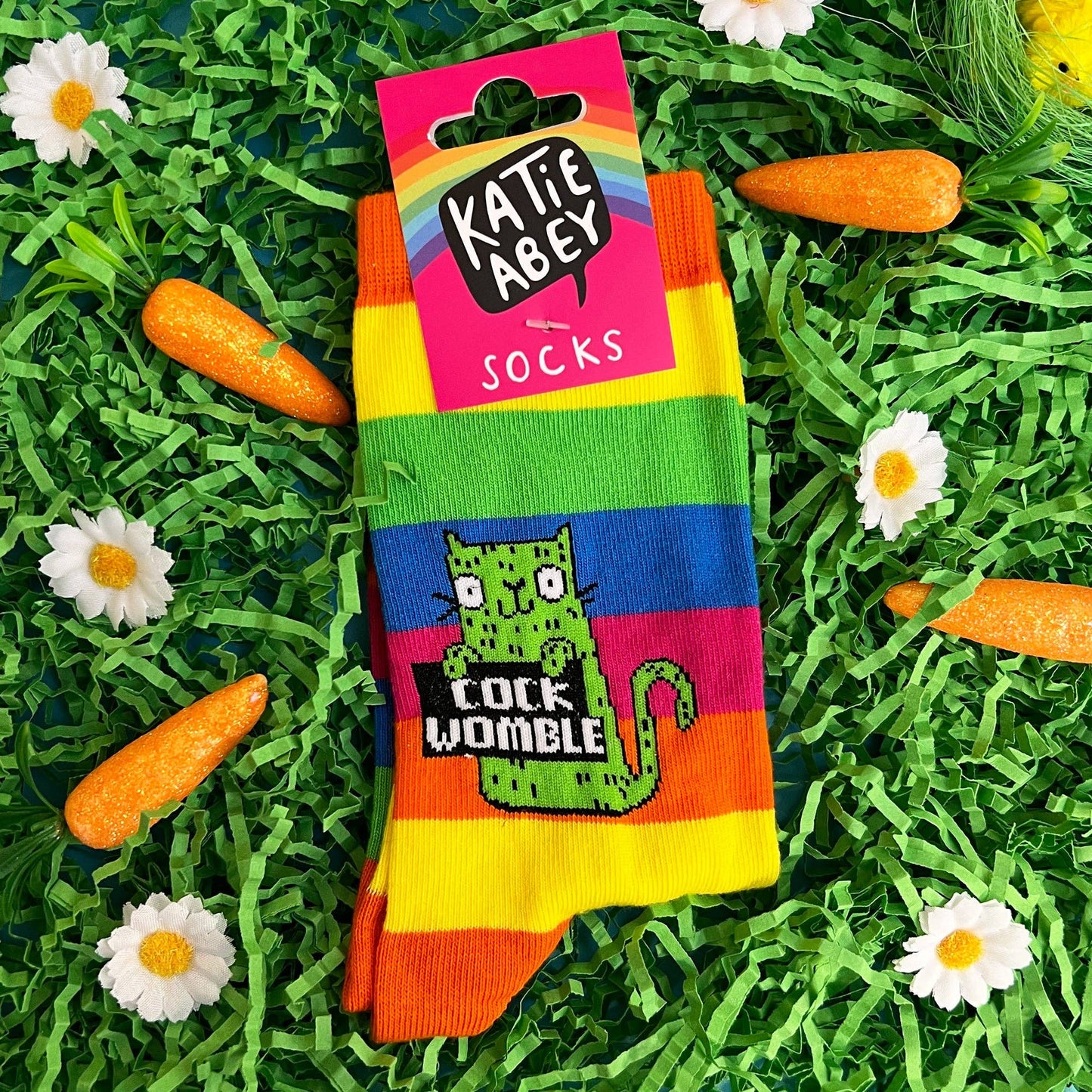 Katie Abey - C*ck Womble Rainbow Sweary Cat Socks