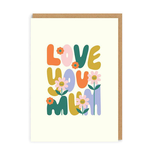 Ohh Deer UK + EU - Love You Mum (60s Type) Greeting Card