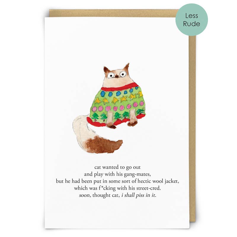 Redback Cards - Cat Jacket Greetings Card