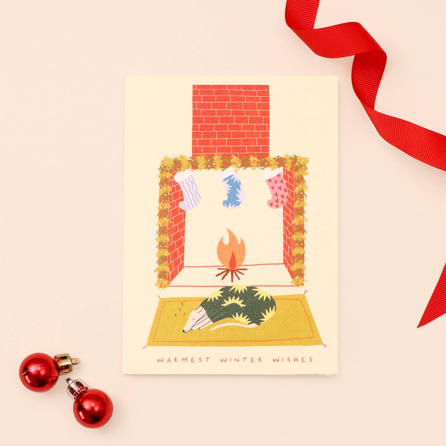 Little Black Cat Illustrated Goods - Winter Wishes Christmas Card | Whippet Card | Cosy Card