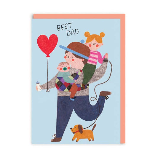 Ohh Deer UK + EU - Dad with Kids and Dog Greeting Card