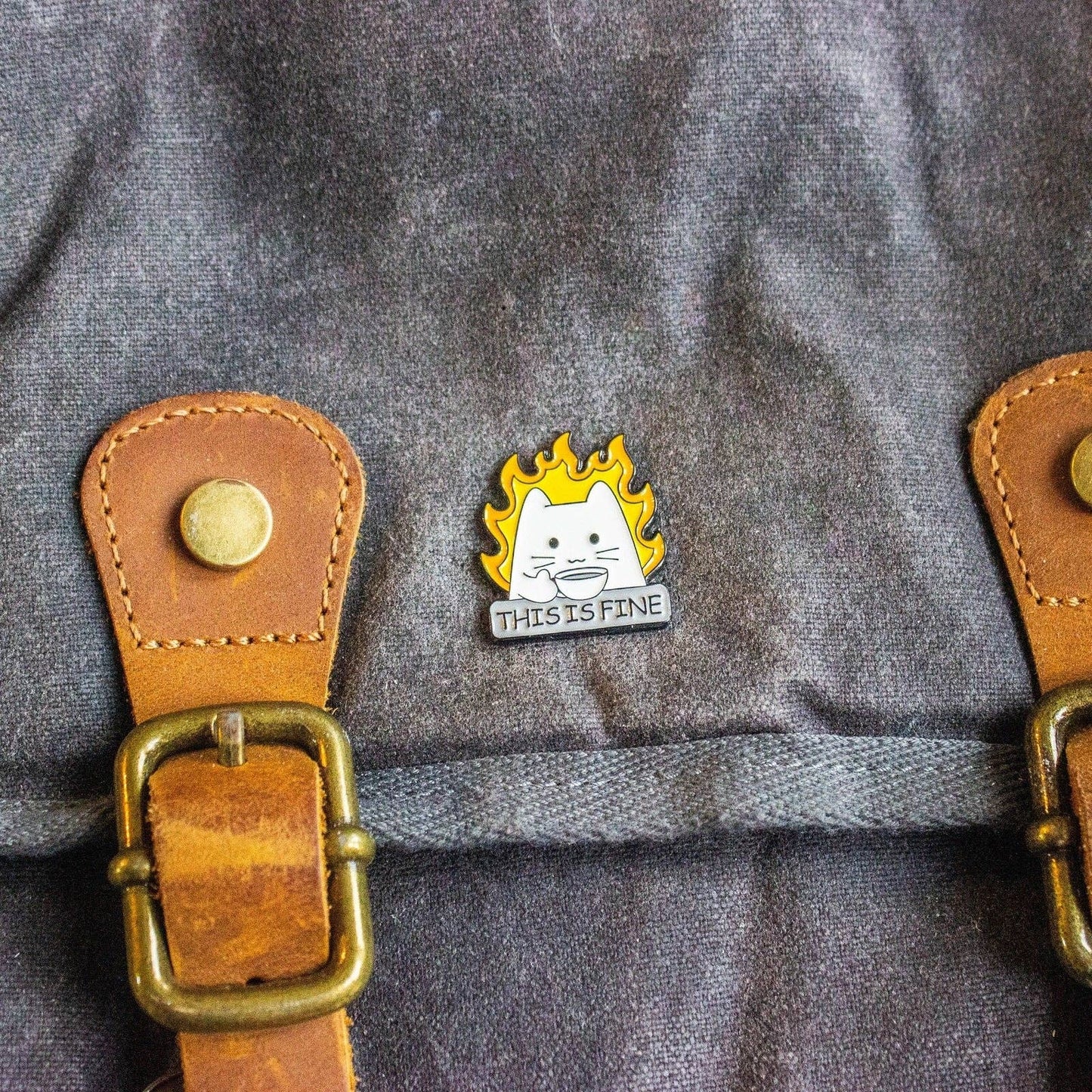 Mystery Dice Goblin - DnD Gift This Is Fine White Cat Pin