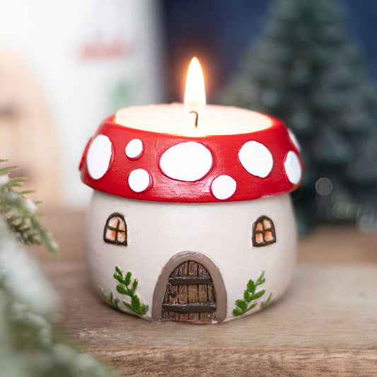 Something Different Wholesale - Mushroom House Resin Tealight Holder