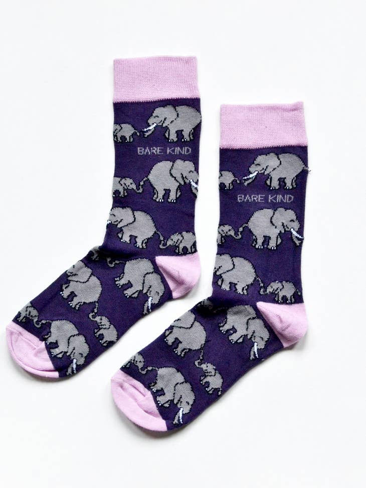 Bare Kind Socks - Christmas Elephant Socks | Navy Socks | Bamboo Socks