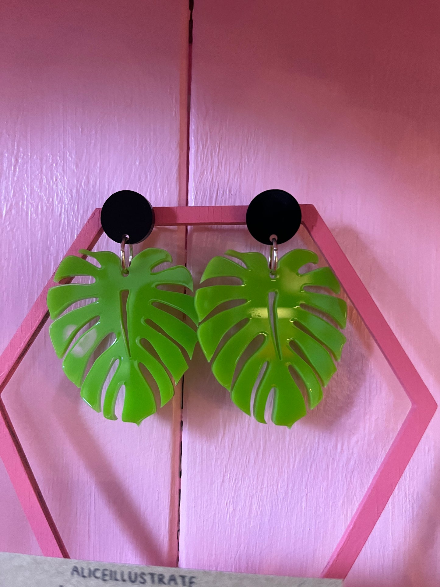 Plastic leaf earrings