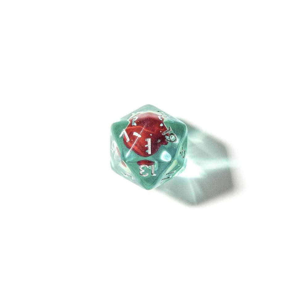 Tabletop Dominion Limited - Red Mushies | Resin Inclusion Dice | 7-Polyhedral Set