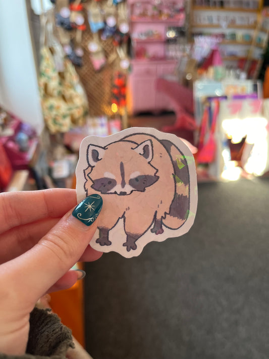 Holo standing raccoon sticker - illuroses