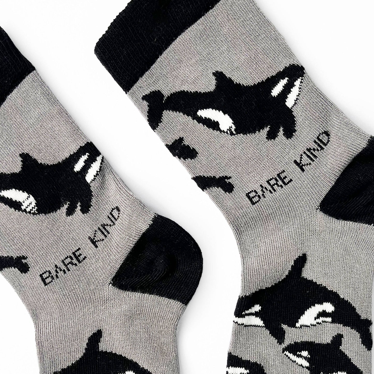 Bare Kind Socks - Orca Socks | Kids Bamboo Socks | Grey Socks | Ocean Socks: Age 9-12yrs | UK Size Kids 12-3