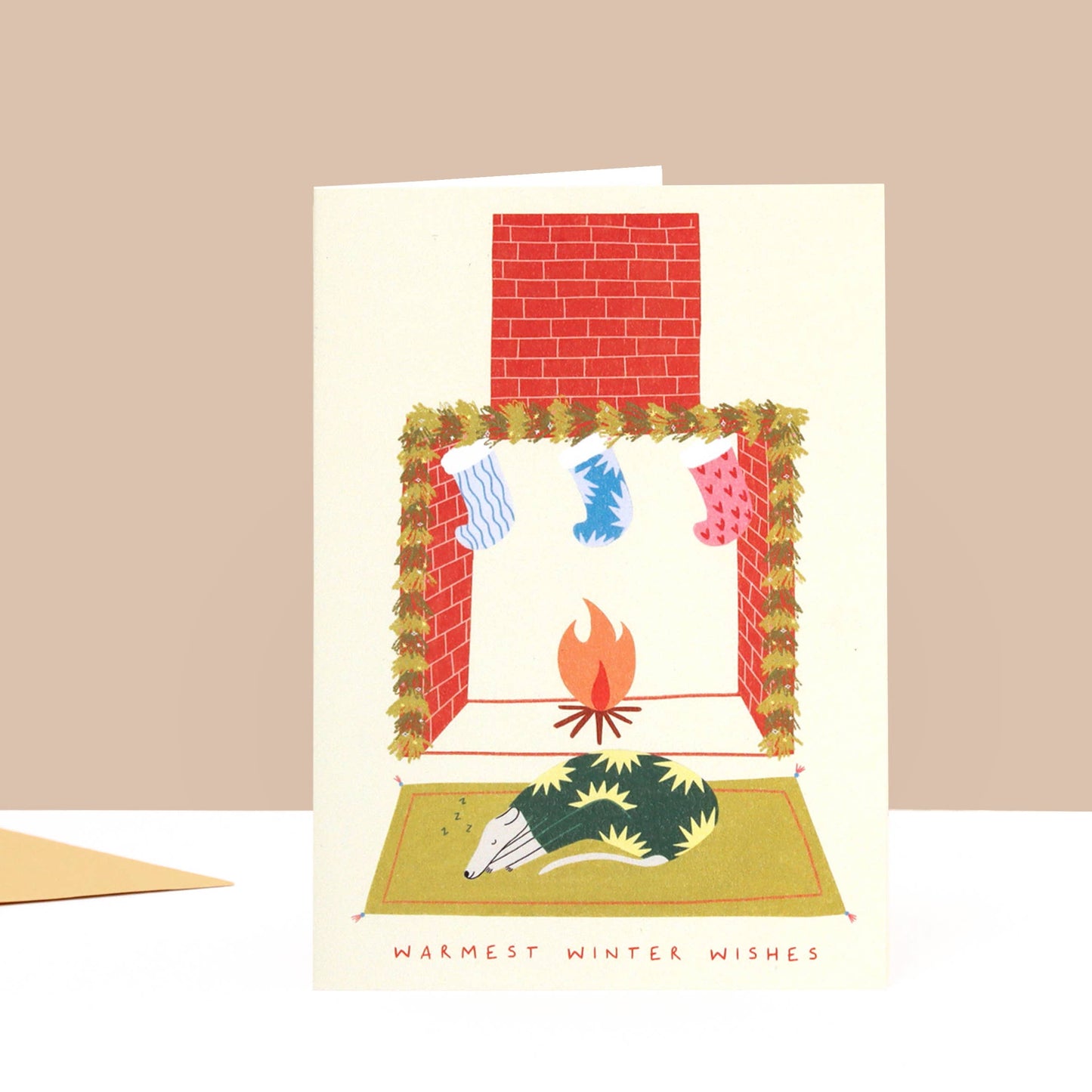 Little Black Cat Illustrated Goods - Winter Wishes Christmas Card | Whippet Card | Cosy Card