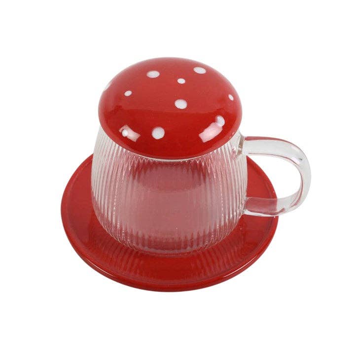 Something Different Wholesale - Glass Mushroom Mug and Saucer