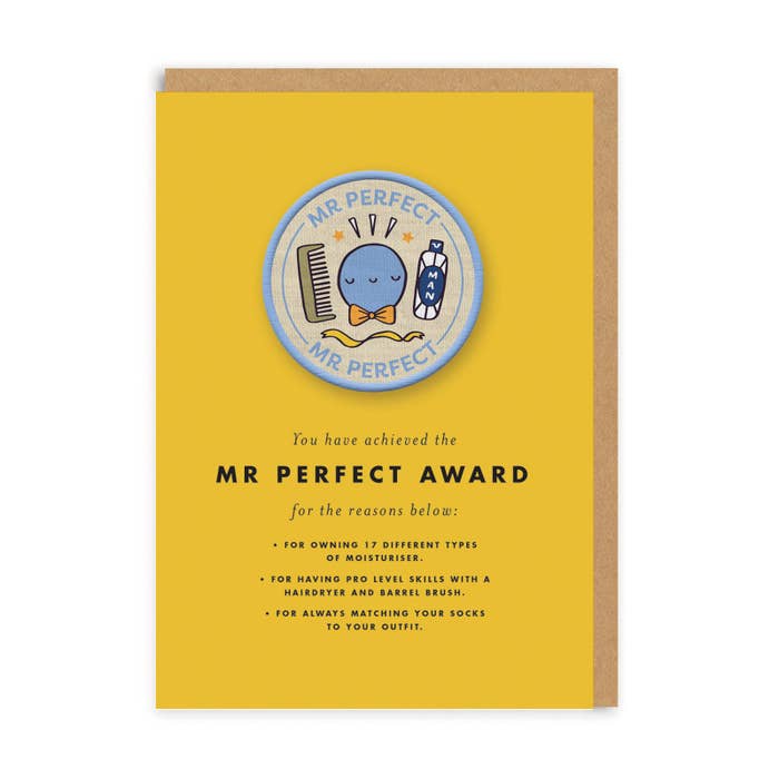 Ohh Deer UK + EU - Mr Perfect Iron On Patch Greeting Card