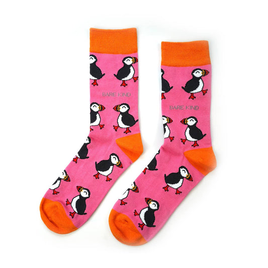 Bare Kind Socks - Puffin Socks | Bamboo Socks | Pink Socks | Atlantic Socks: UK Adult 7-11