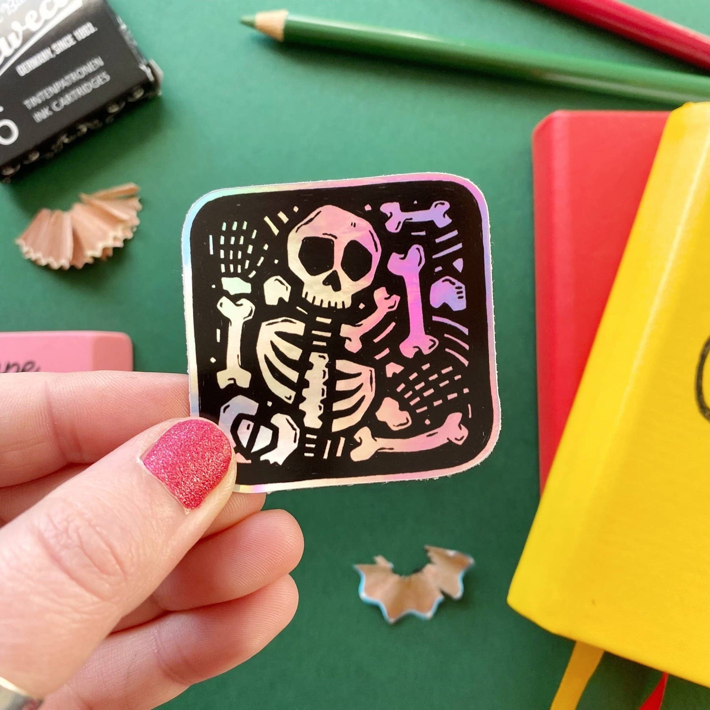 Stacey McEvoy Caunt - Skeleton Holographic Sticker: Loose Stickers