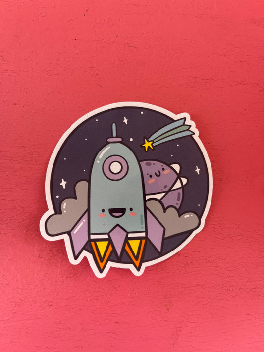 Space ship planet sticker - Kelly Lou