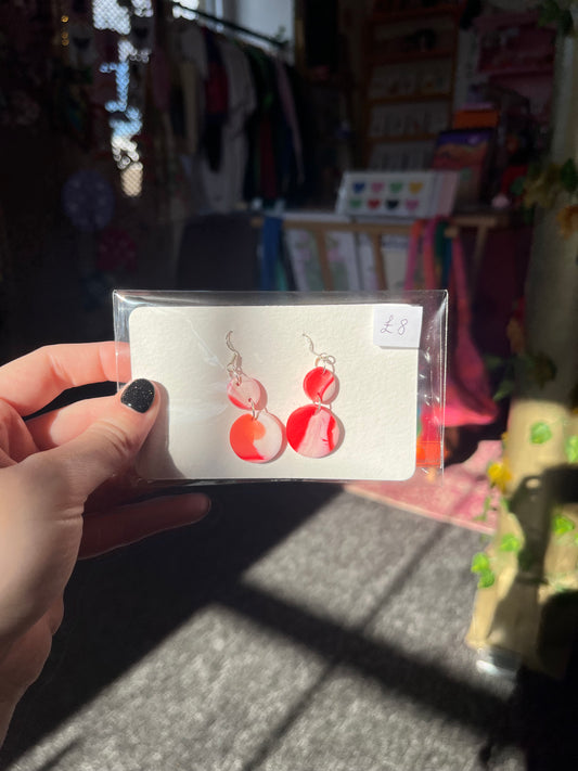 Polymer clay orange marble earrings - Lydia Coventry