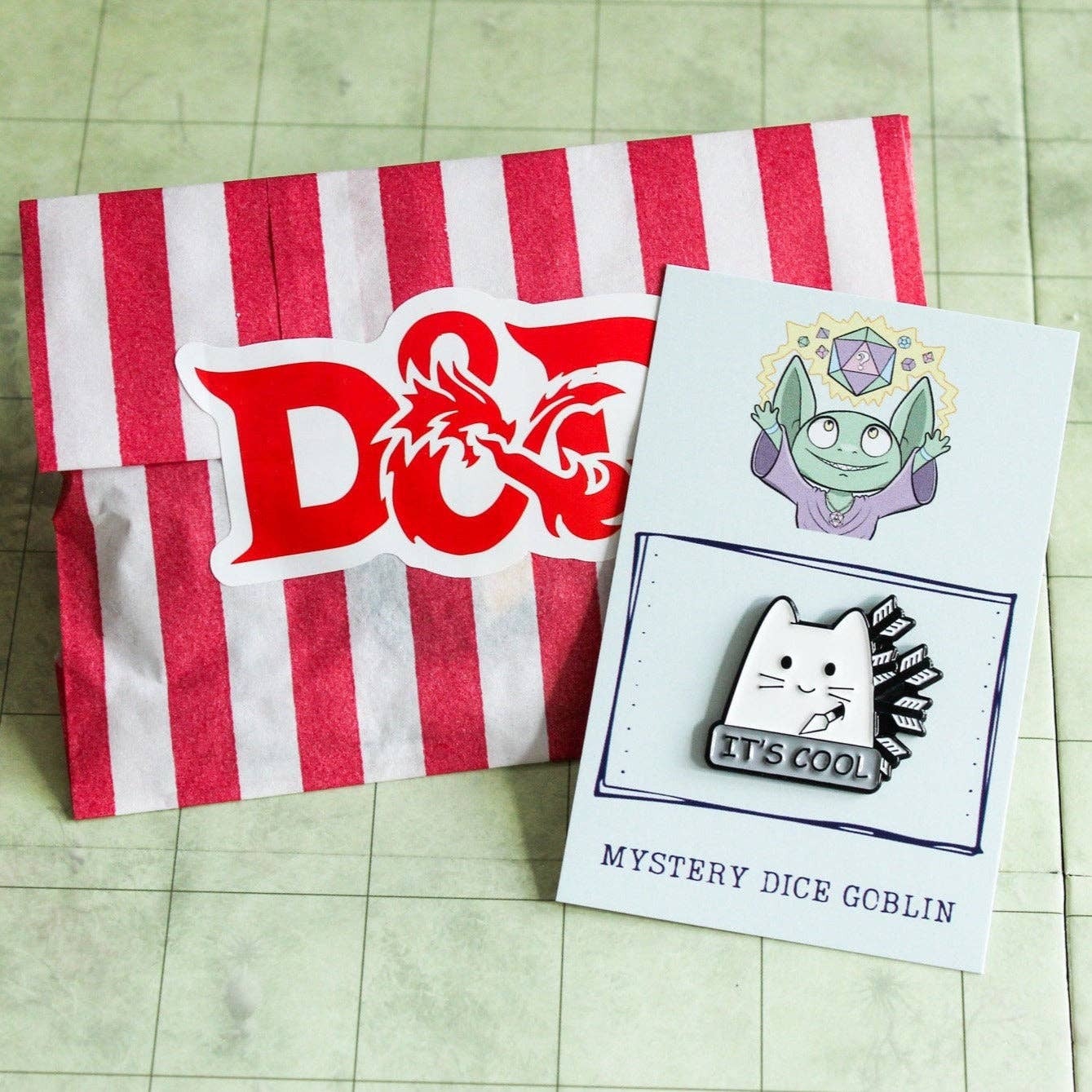 Mystery Dice Goblin - DnD It's Cool Cat Pin