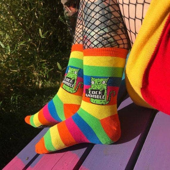 Katie Abey - C*ck Womble Rainbow Sweary Cat Socks