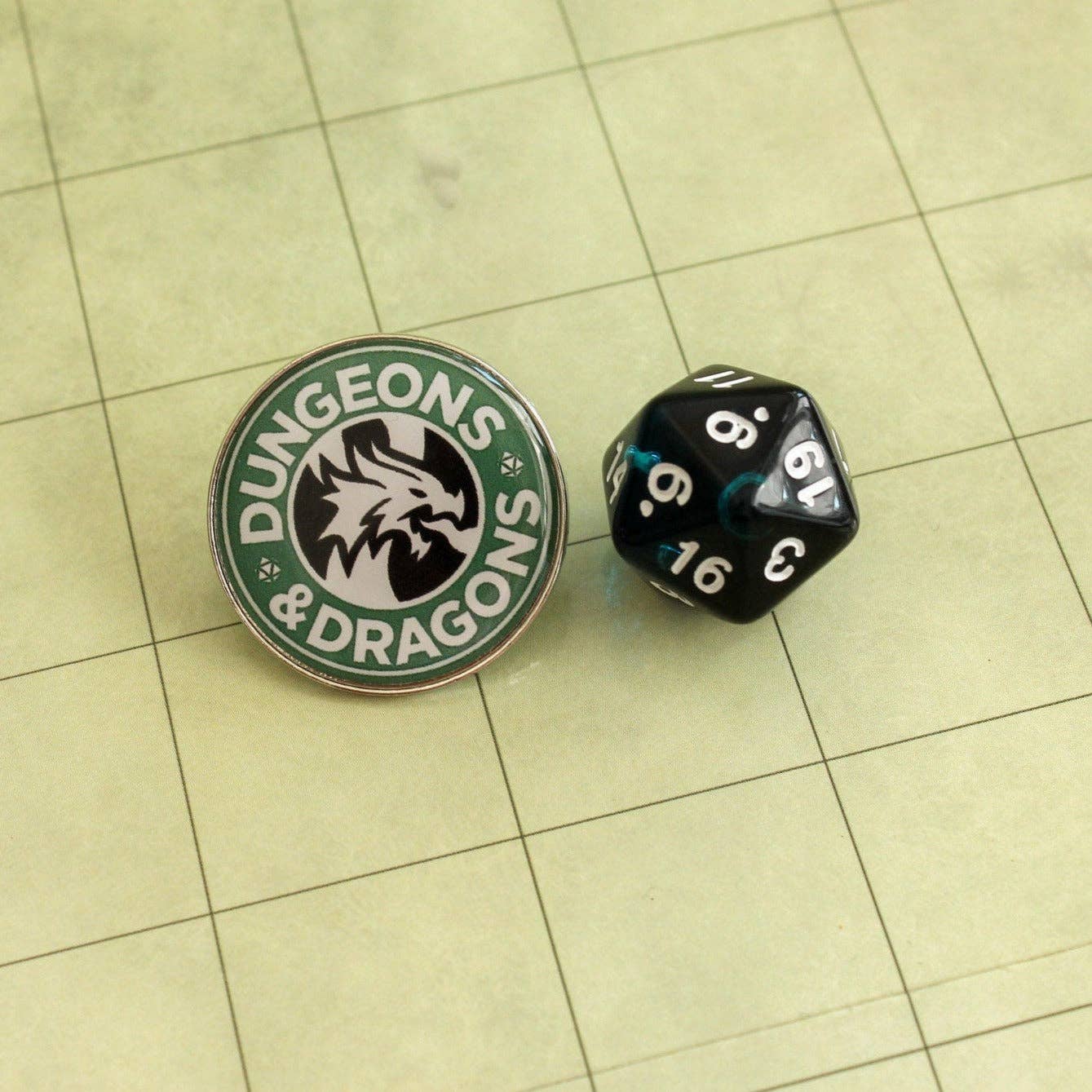 Mystery Dice Goblin - Dungeons and Dragons Circle Pin