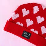 HELLO EMU - Heart Print Beanie