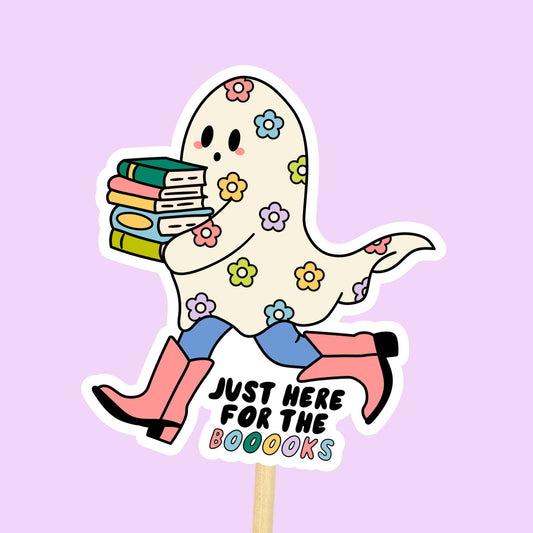 Positively Mental - Book Sticker, Halloween Ghost Bookish Waterproof Sticker