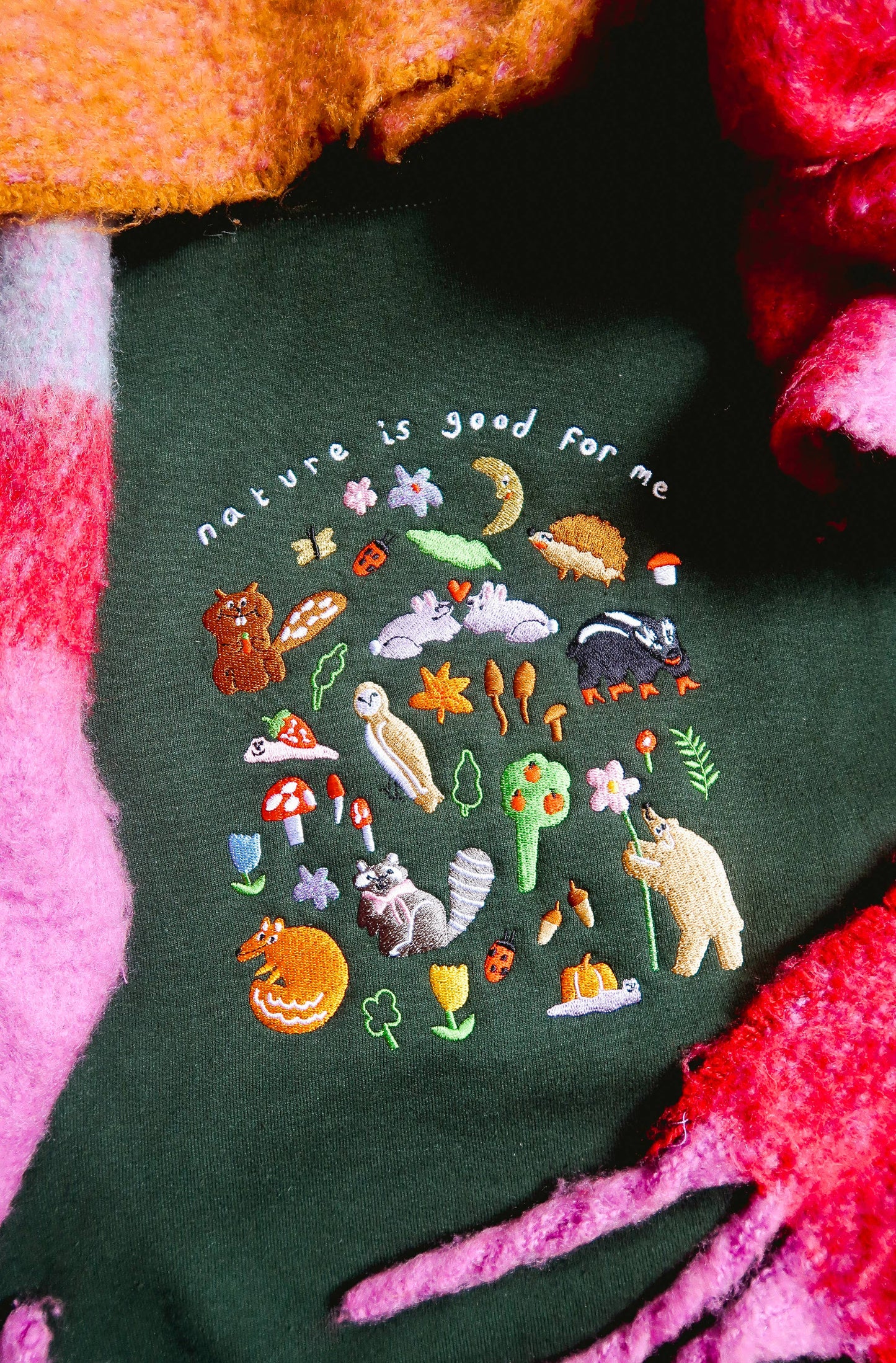 Limpet Store - Nature Is Good For Me Embroidered Sweatshirt: Marshmallow Pink / Small