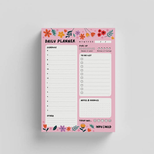 Inky in the Wild - Floral Daily Planner Notepad (A5) | Bold Blooms | Summer