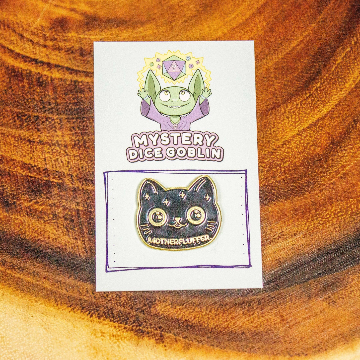 Mystery Dice Goblin - Motherfluffer Black Cat Pin