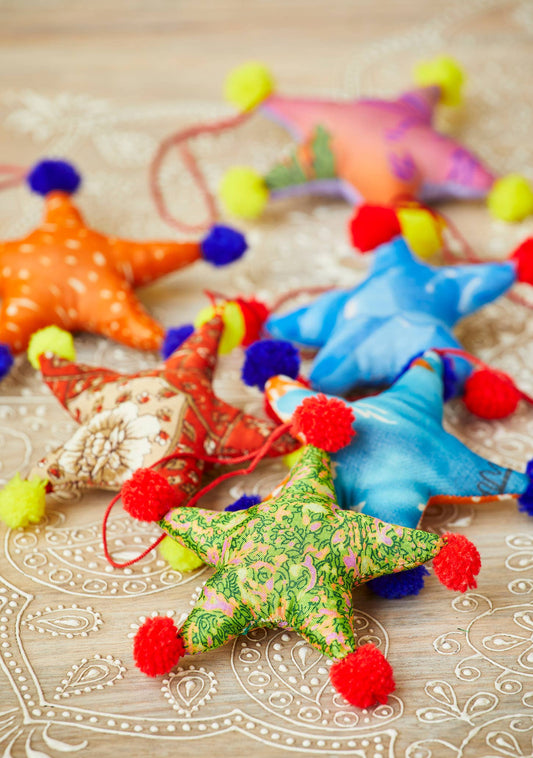 Namaste - Recycled Sari Decoration Star Pompoms