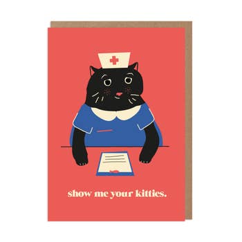 Betiobca - Cat Nurse Funny Love Card ‘show me your kitties’