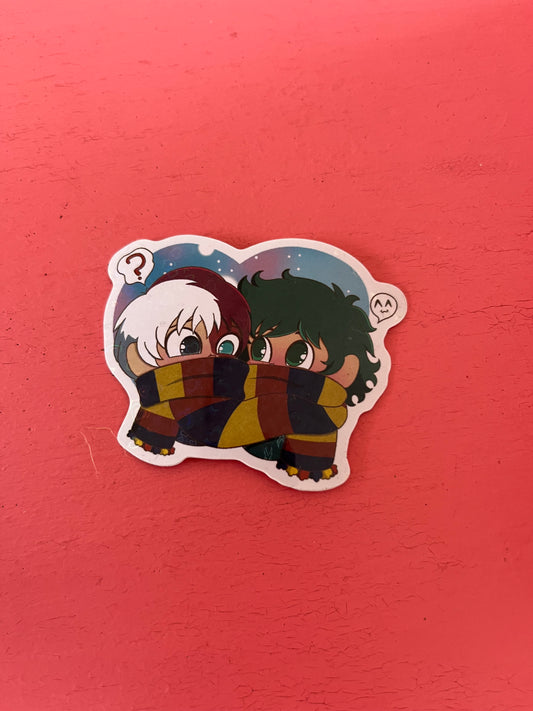 Winter scarf couple anime sticker - The pierced nightmare