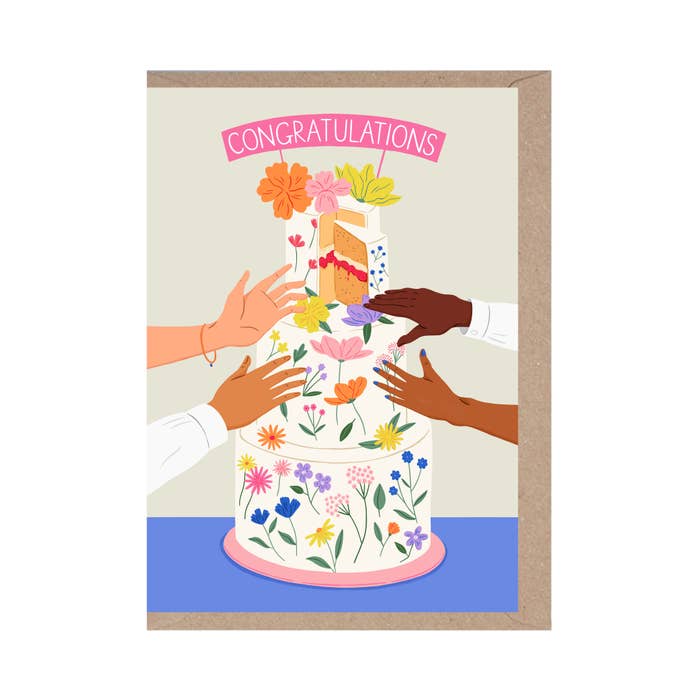 Rumble Cards - Congratulations Wedding Cake Card - Amelia Flower