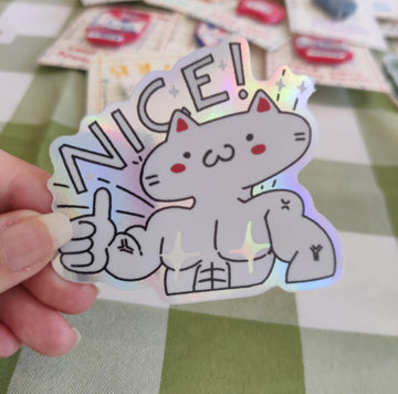 Holo buff nice cat sticker - illuroses