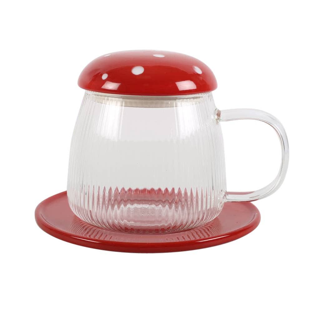 Something Different Wholesale - Glass Mushroom Mug and Saucer