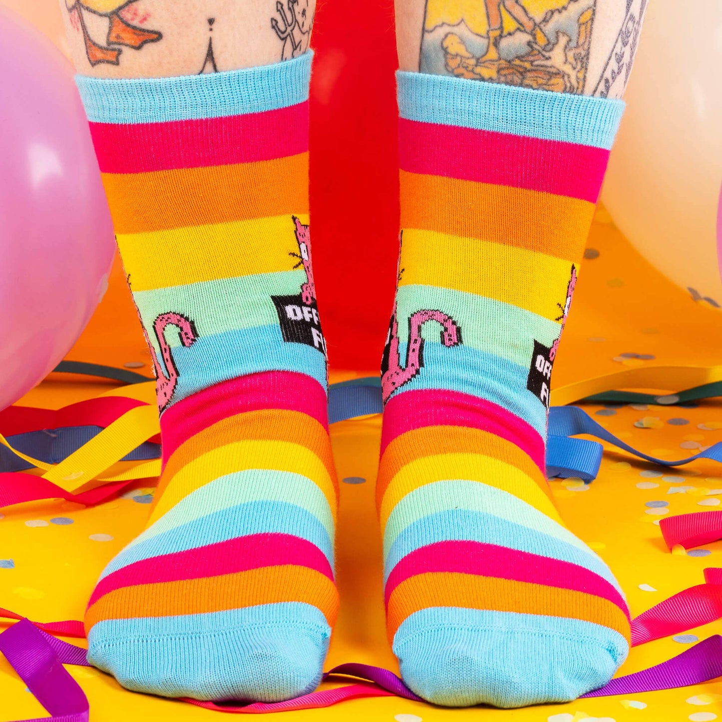 Katie Abey - Off You F Sweary Rainbow Cat Socks