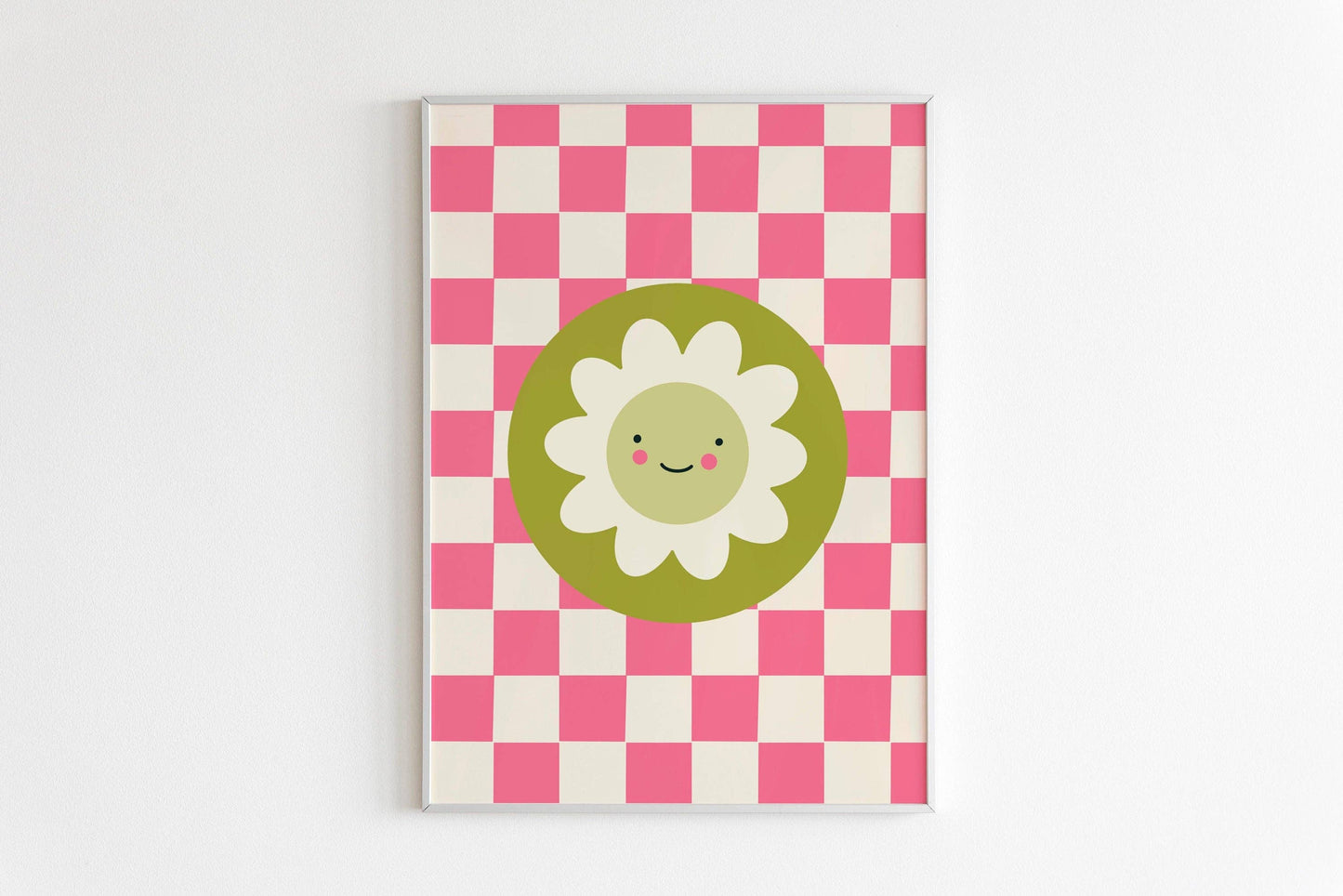 Retro Smiley Flower Print - Daisy Wall Art - Colourful Decor: A3 (11.7x16.5”)