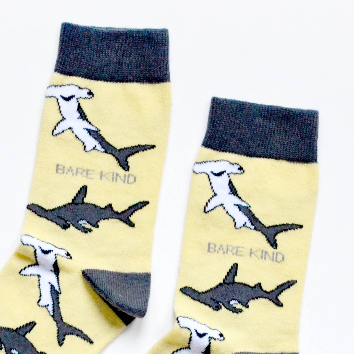 Bare Kind Socks - Shark Socks | Bamboo Socks | Pastel Yellow Socks: Sharks / Single Pair / UK Adult 4-7