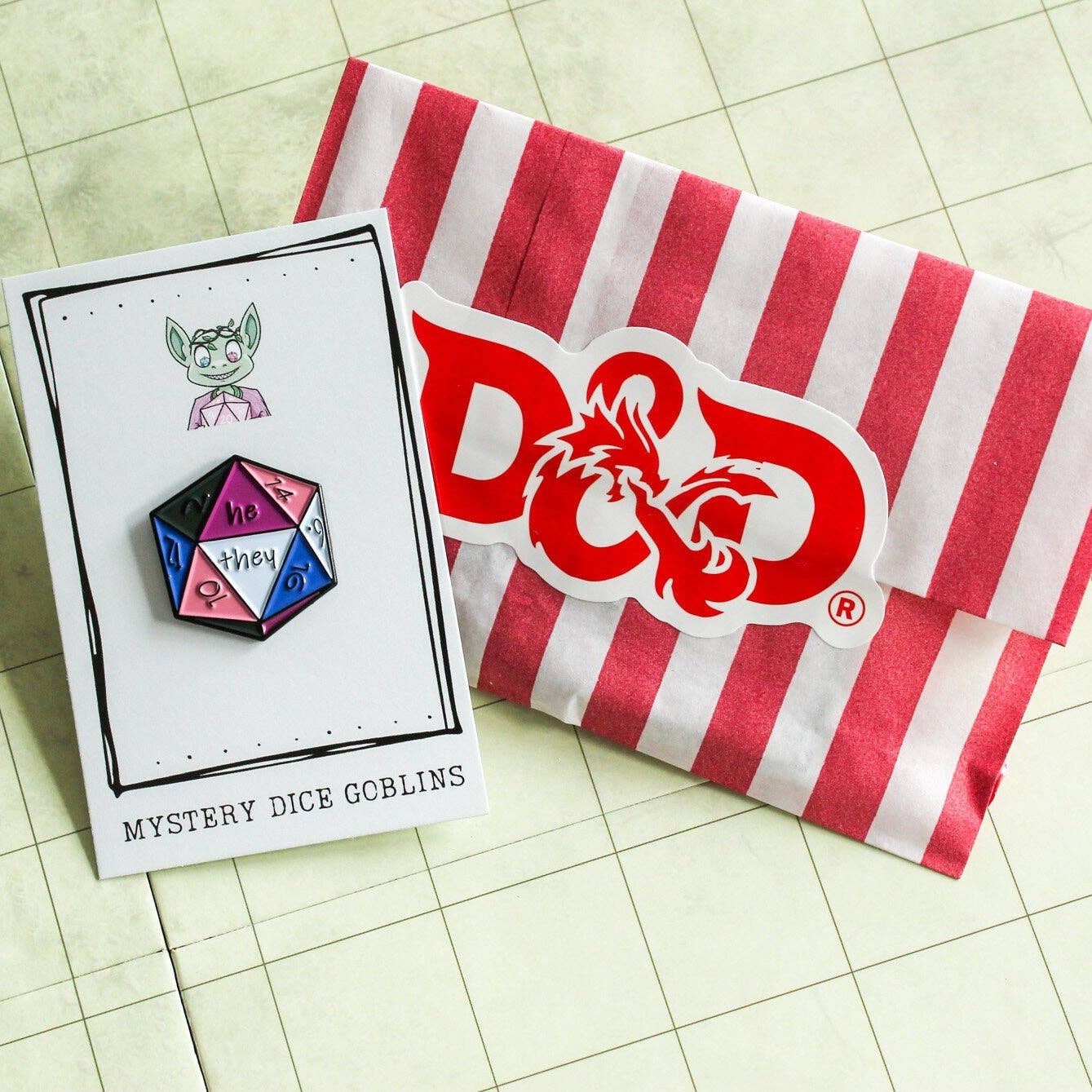 Mystery Dice Goblin - DnD He/They Enamel Pin