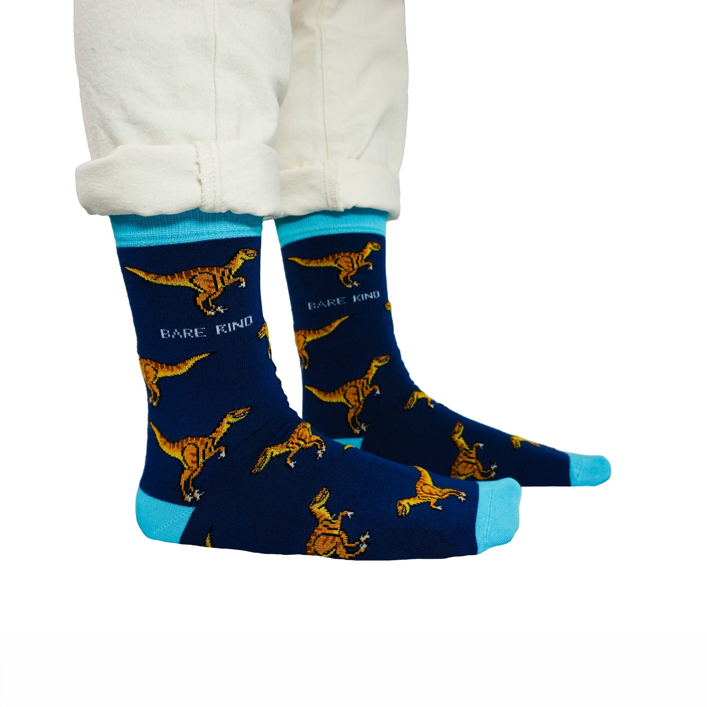 Bare Kind Socks - Velociraptor Socks | Bamboo Socks | Blue Socks | Dino Socks: UK Adult 4-7