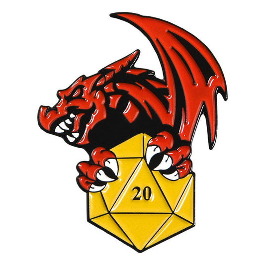 Tabletop Dominion Limited - D20 Dragon Pin Badge | D&D RPG Accessory