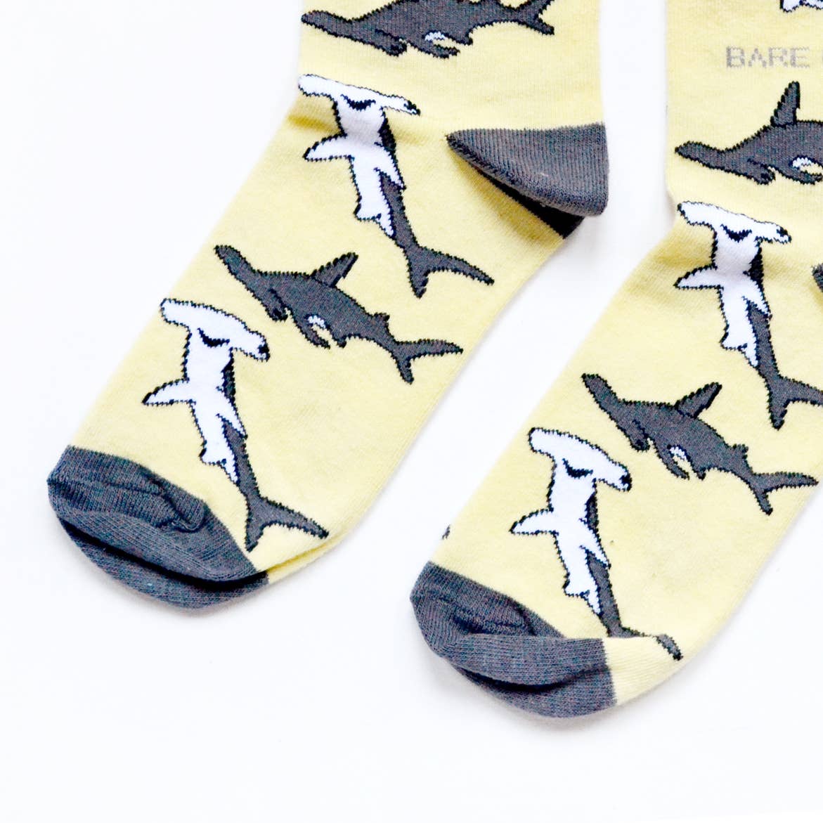 Bare Kind Socks - Shark Socks | Bamboo Socks | Pastel Yellow Socks: Sharks / Single Pair / UK Adult 4-7