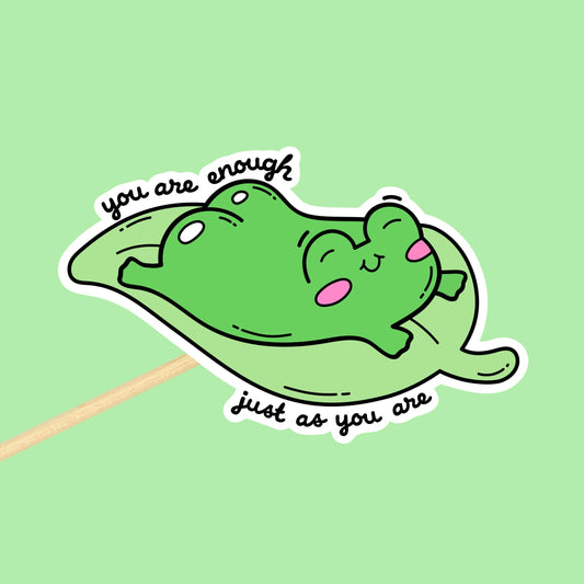 Positively Mental - Funny Frog Sticker, Self Care Quote, Confidence, Waterproof