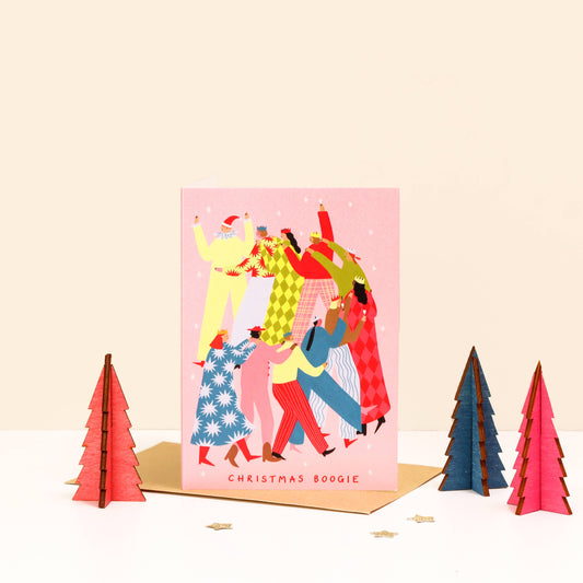 Little Black Cat Illustrated Goods - Boogie Christmas Card | Dance Party | Conga Line | Festive