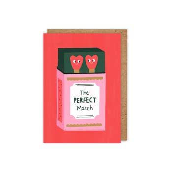 Zoe Spry - The Perfect Match punny illustrated A6 Valentines/ Love card