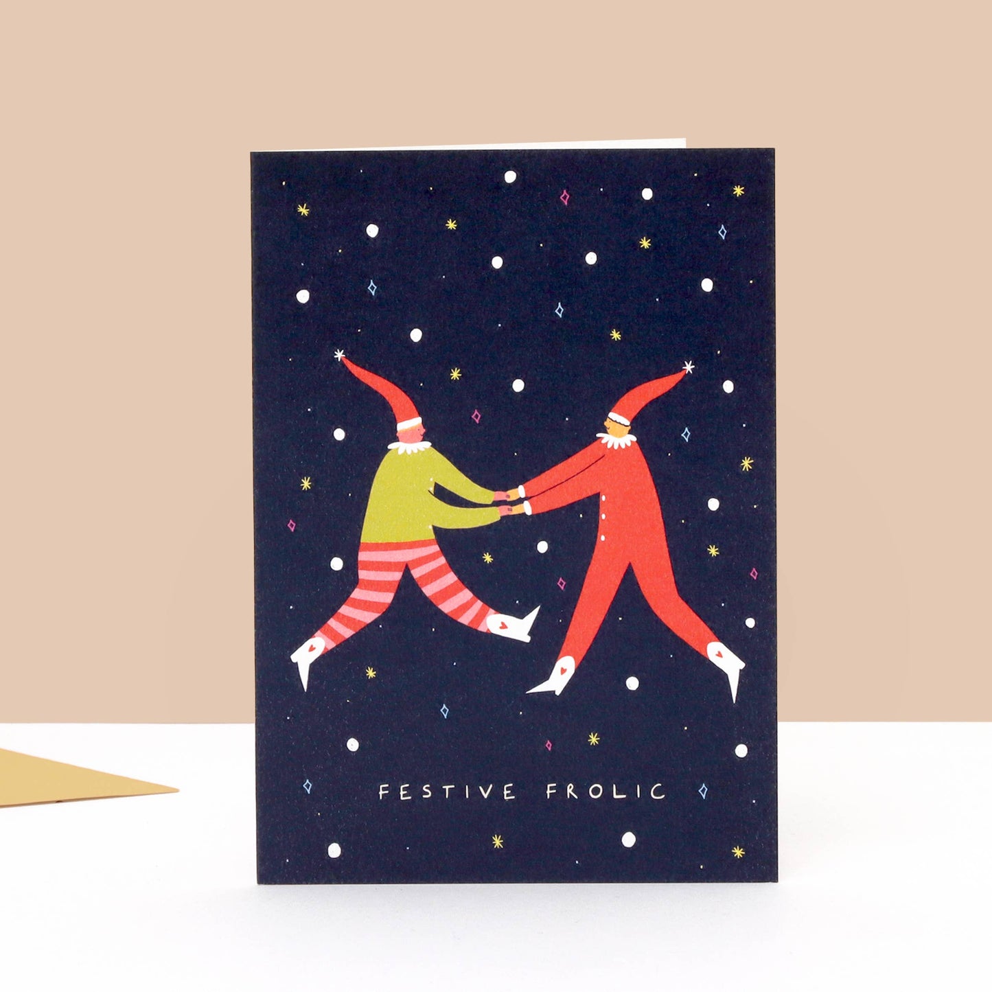 Little Black Cat Illustrated Goods - Festive Frolic Christmas Card | Folky Card | Elves